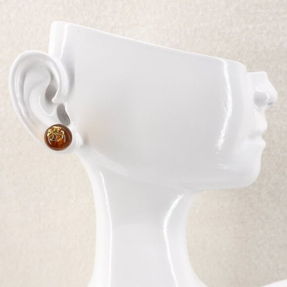 Tory Burch Kira Pearl Stud Earrings Brown OS - Picture 12 of 14